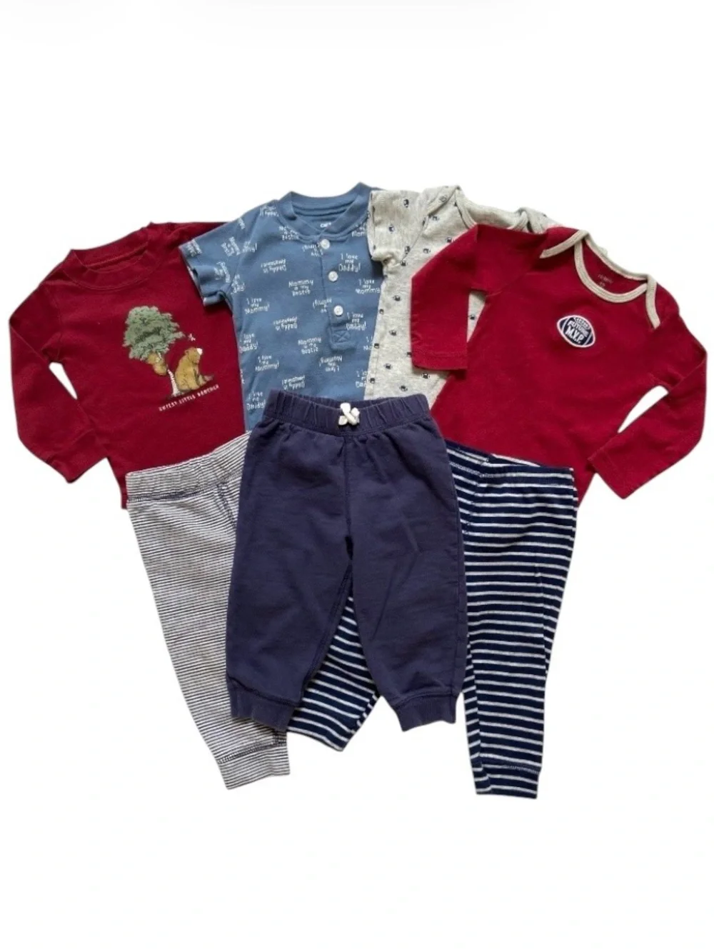 Carter’s Baby Boy Clothes Lot 12 Months - 7pc Mix & Match Football Bear Outfits